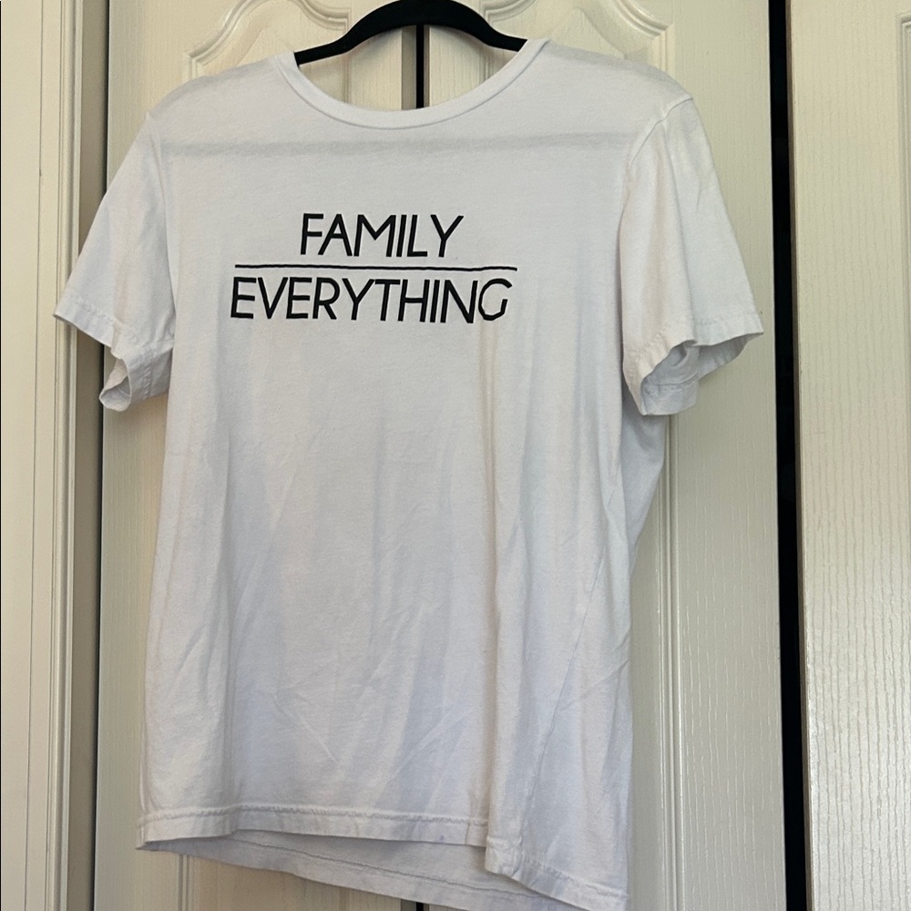 Bella Canvas White Tee with 'Family Over Everything' Print
